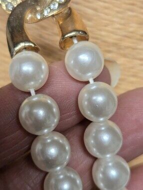 Source Unknown | Jewelry | Vintage Double Strand Faux Pearl Statement ...